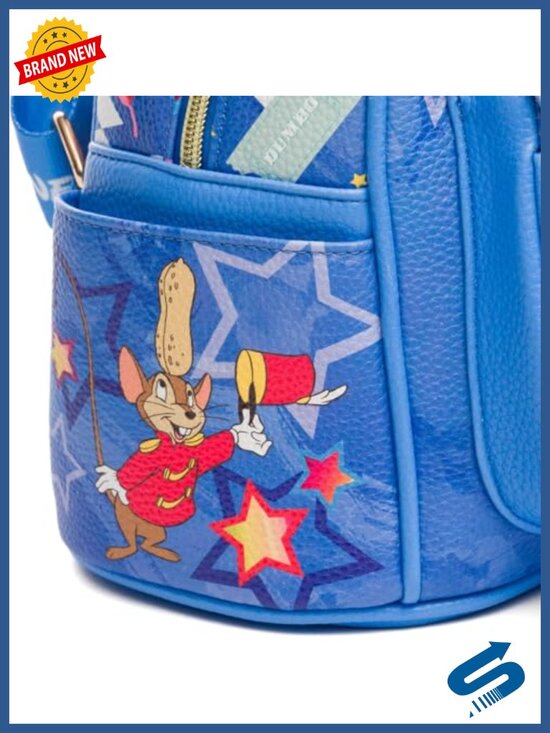 Vegan Leather Mini Backpack - Disney Dumbo & Timothy Mouse Circus Daypack